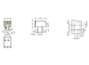 Клемма печатной платы WAGO 744-392, 2 pin, 0.5мм²-1.5мм², 320В, 2А, CS: 3.5мм, (1 шт)