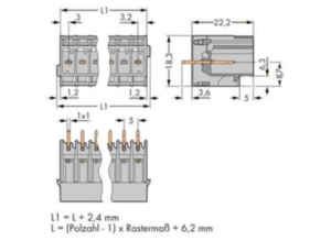 Контактный разъем WAGO 769-634, 4 pin, 250В, 32А, CS: 5мм, (1 шт)