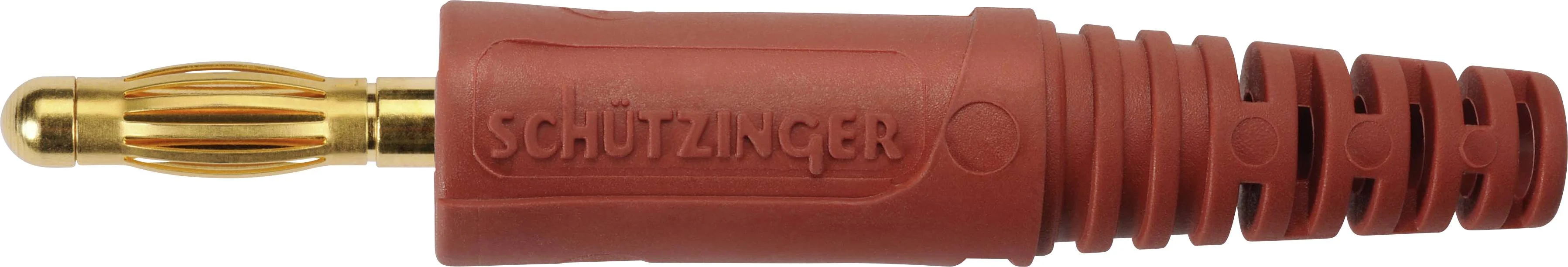 Быстроразъемный штекер Schützinger DI FK 9 L Au / RT, 4 мм, красный (1 шт)