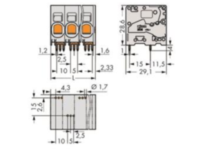 Клемма печатной платы WAGO 2636-1111/020-000, 11 pin, 0.75мм²-16мм², 1000В, 76А, CS: 10мм, (1 шт)