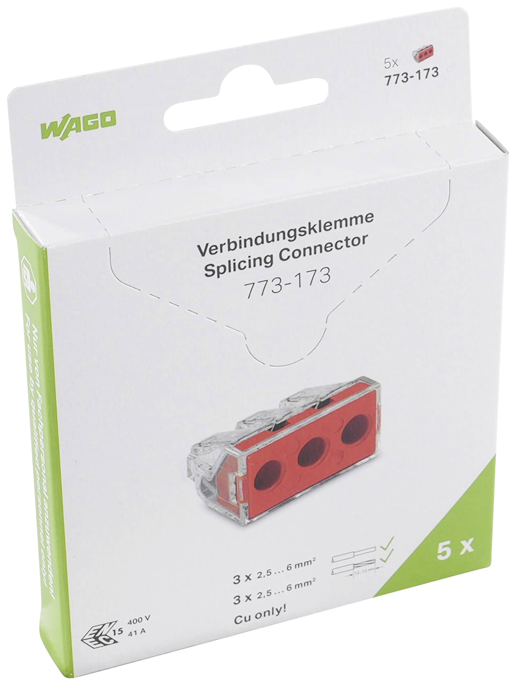 Клеммник WAGO 773-173, 3 pin, 2.5мм² - 6мм², 400В, 41А, (5 шт)
