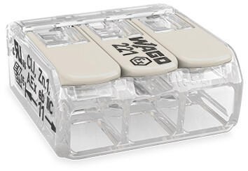 Соединительная клемма COMPACT WAGO 221-683, 3 pin, 0.5мм²-6.0мм², 37А, (1 шт)