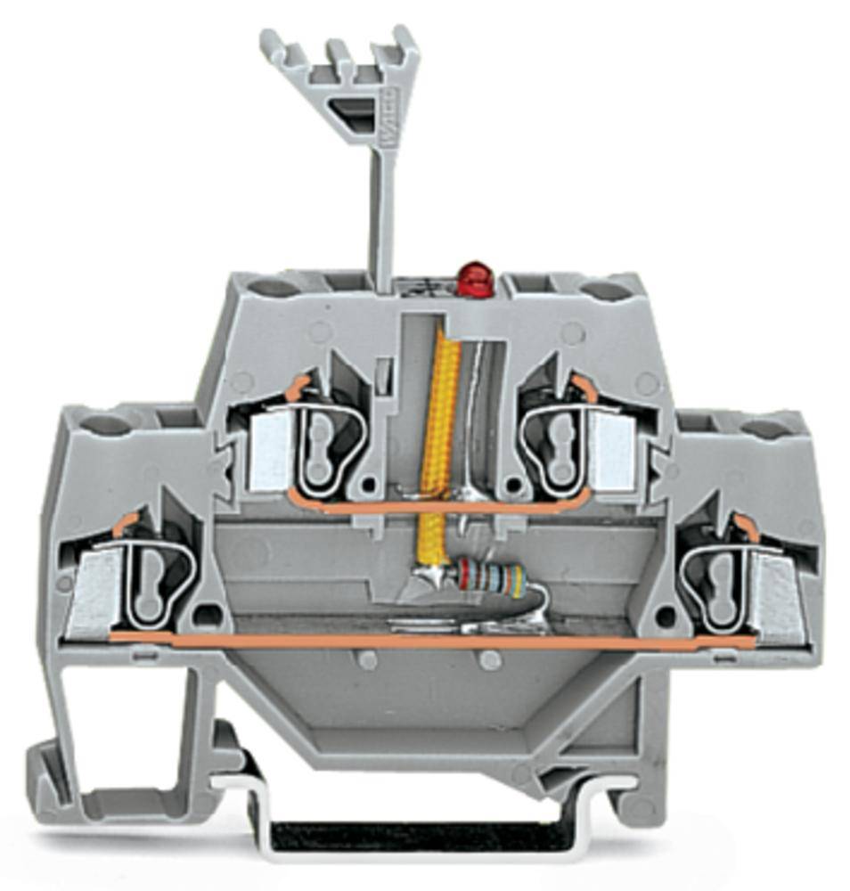 Двухуровневая светодиодная клемма WAGO 280-943/281-434, 4 pin, 0.08мм² - 2.50мм², 24В, 25мА, конф: L, (50 шт)