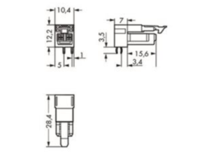 Гнездо WAGO 890-802/011-000, 2 pin, 250В, 16А, (1 шт)