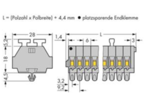 Клеммная колодка WAGO 261-157/341-000, 7 pin, 0.08мм²-2.5мм², 500В, 24А, (1 шт)