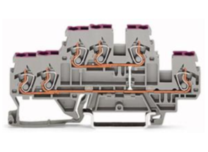 Двухуровневый клеммный блок WAGO 870-538, 2 pin, 0.08мм²-2.5мм², 500В, 24А, (1 шт)