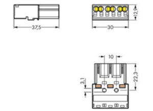 Штекер WAGO 770-253/060-000, 3 pin, 0.5мм²-4.0мм², 250В, 25А, (1 шт)