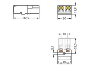 Штекер WAGO 770-252/060-000, 2 pin, 0.5мм²-4.0мм², 250В, 25А, (1 шт)