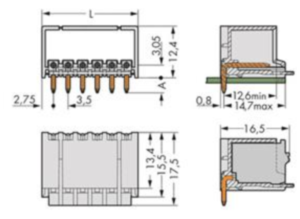 Контактный разъем WAGO 2091-1430/200-000, 10 pin, 160В, 10А, CS: 3.5мм, (1 шт)