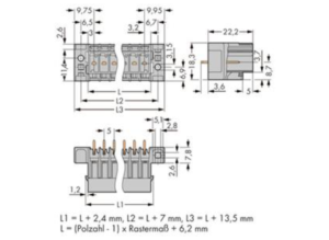 Контактный разъем WAGO 769-632/007-000, 2 pin, 250В, 32А, CS: 5мм, (1 шт)
