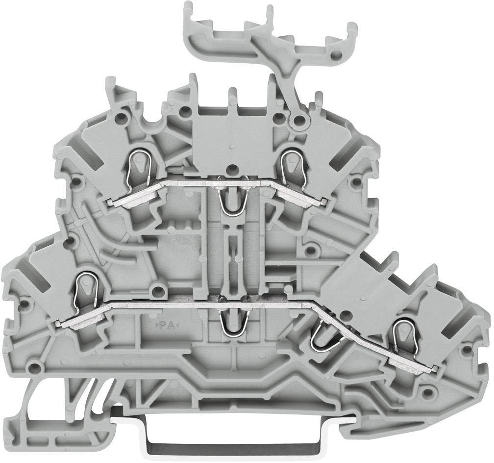 Двухуровневая клемма WAGO 2000-2201, 4 pin, 0.14мм² - 1.50мм², 500В, 13.5А, конф: L;L, (1 шт)