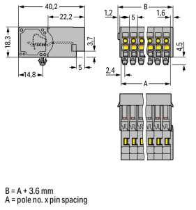 Штекер WAGO 769-614/001-000, 14 pin, 0.08мм²-4.0мм², 500В, 32А, CS: 5мм, (1 шт)
