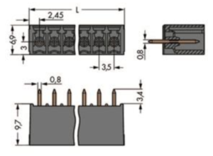 Контактный разъем WAGO 714-146, 16 pin, 160В, 8А, CS: 3.5мм, (1 шт)