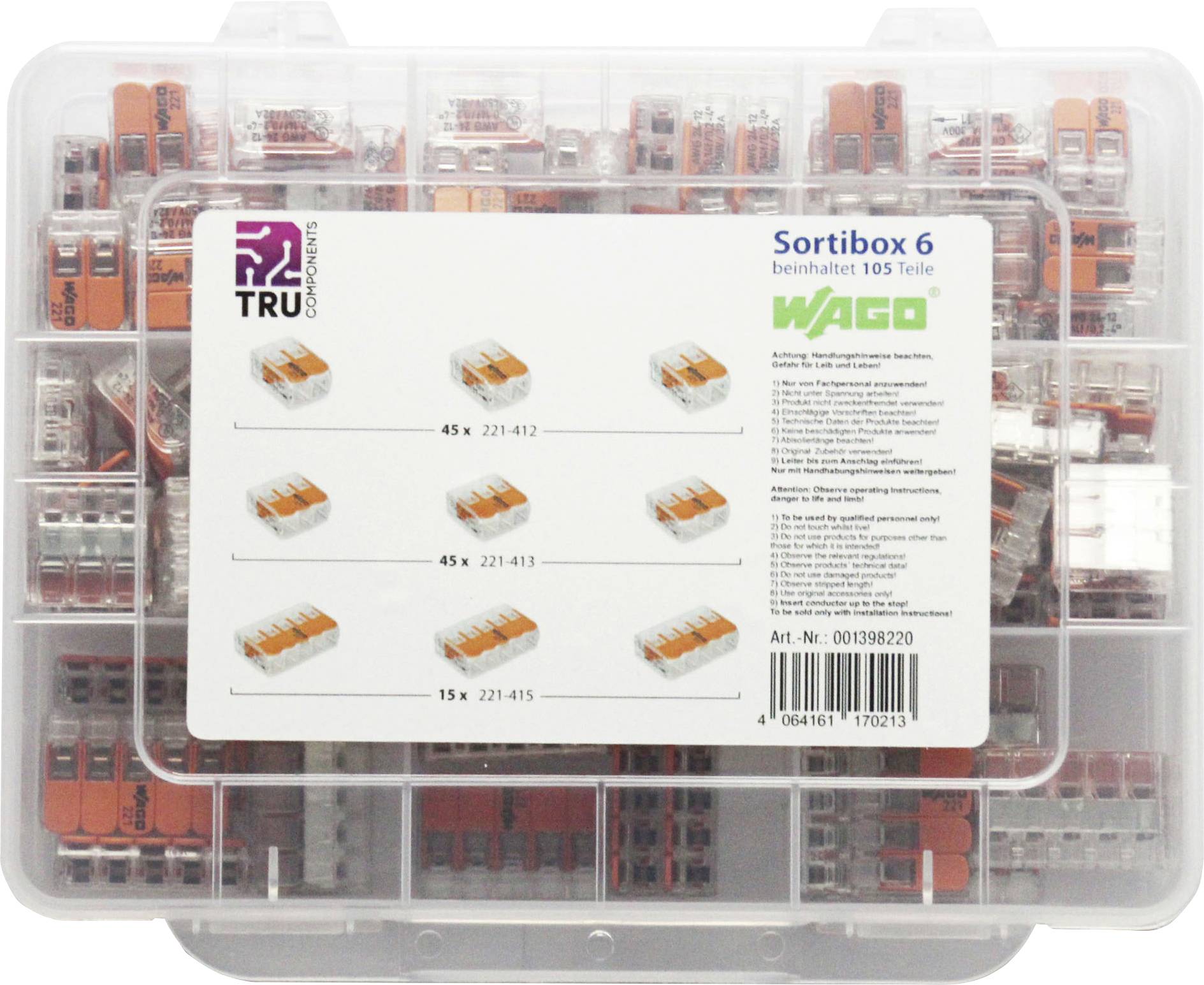 Соеденительня клемма (набор) WAGO WA-741-644, 0.14мм² - 4мм², (105 шт)