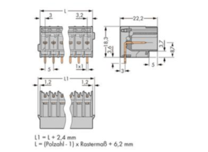 Контактный разъем WAGO 769-666, 6 pin, 250В, 32А, CS: 5мм, (1 шт)