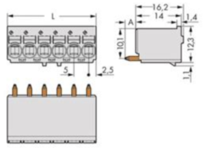 Гнездовой разъем WAGO 2092-1180/000-1000, 10 pin, 320В, 16А, CS: 5мм, (1 шт)