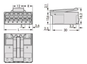 Штекер WAGO 2092-1526/002-000, 6 pin, 0.2мм²-2.5мм², 320В, 15А, CS: 5мм, (1 шт)
