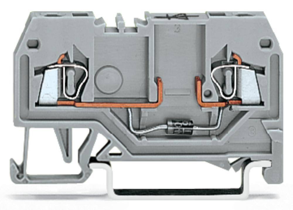 Диодная клемма WAGO 279-915/281-410, 2 pin, 0.08мм² - 1.50мм², 250В, 500мА, конф: L, (100 шт)