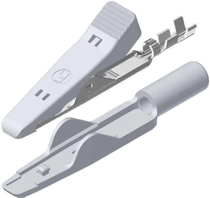 Зажим типа "крокодил" SKS Hirschmann MA 1, обжимной, белый, 4 мм, длина: 41.5 мм : 1 шт.