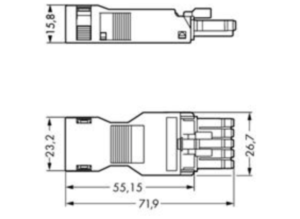 Гнездо WAGO 890-125, 5 pin, 0.25мм²-1.5мм², 400В, 13А, (1 шт)
