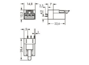 Штекер WAGO 890-813, 3 pin, 250В, 16А, (1 шт)
