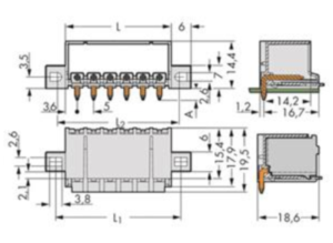 Контактный разъем WAGO 2092-1424/005-000, 4 pin, 320В, 16А, CS: 5мм, (1 шт)
