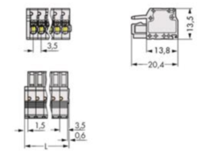 Гнездовой разъем WAGO 2734-110, 10 pin, 160В, 10А, CS: 3.5мм, (1 шт)