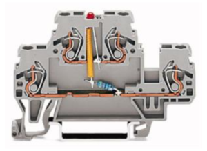 Двухуровневая клемма WAGO 870-543/281-434, 1 pin, 0.08мм²-2.5мм², 24В, 0.025А, (1 шт)