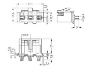 Штекер WAGO 770-418, 3 pin, 250В, 25А, (1 шт)
