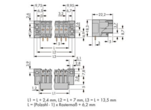 Контактный разъем WAGO 769-665/004-000, 5 pin, 250В, 32А, CS: 5мм, (1 шт)
