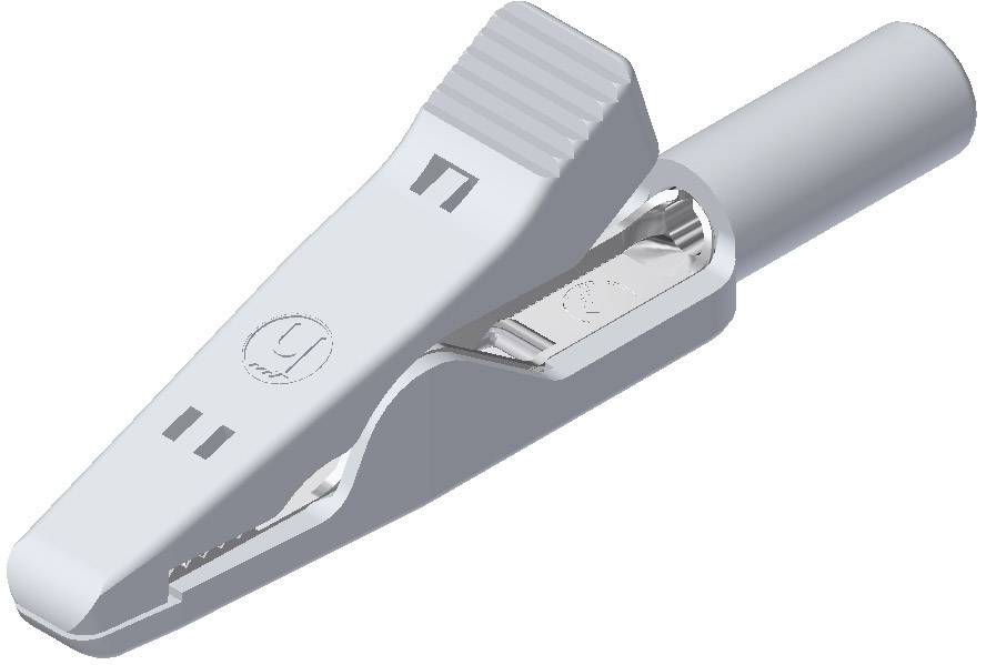 Зажим типа "крокодил" SKS Hirschmann MA 1, 2 мм CAT I, белый : 1 шт.