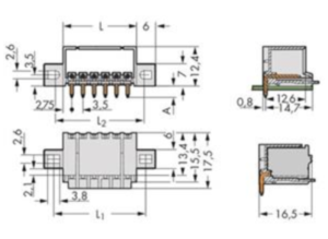 Контактный разъем WAGO 2091-1426/005-000, 6 pin, 160В, 10А, CS: 3.5мм, (1 шт)