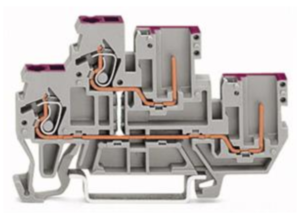 Двухуровневый клеммный блок WAGO 870-108, 1 pin, 0.08мм²-2.5мм², 500В, 16А, (1 шт)