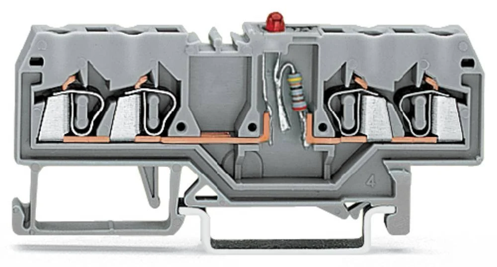 Светодиодная клемма WAGO 280-809/281-413, 4 pin, 0.08мм² - 2.50мм², 24В, 25мА, конф: L, (100 шт)