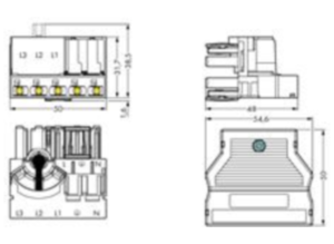 3-кратный распределитель WAGO 770-661, 5 pin, 0.5мм²-4.0мм², 250В, 25А, (1 шт)