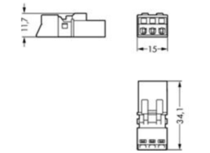 Штекер WAGO 890-233, 3 pin, 0.25мм²-1.5мм², 250В, 16А, (1 шт)