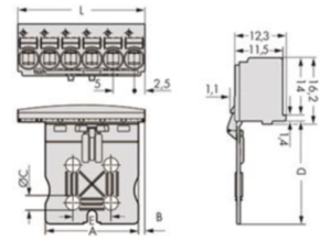 Внутренний разъём WAGO 2092-1112/002-000, 12 pin, 0.2мм²-2.5мм², 320В, 15А, CS: 5мм, (1 шт)
