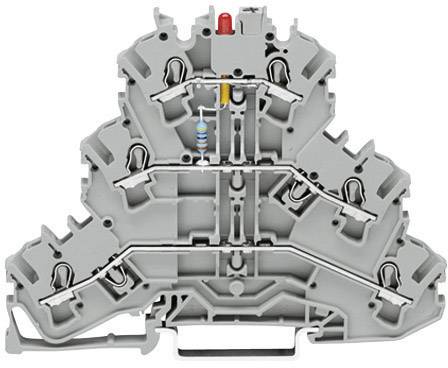 Трехуровневая светодиодная клемма WAGO 2002-3221/1000-434, 6 pin, 0.25мм² - 4мм², 24В, 25мА, конф: L, (1 шт)