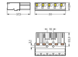 Штекер WAGO 770-415, 5 pin, 0.5мм²-4.0мм², 400В, 25А, (1 шт)