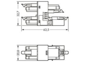 3-кратный распределитель WAGO 890-1734, 4 pin, 400В, 16А, (1 шт)