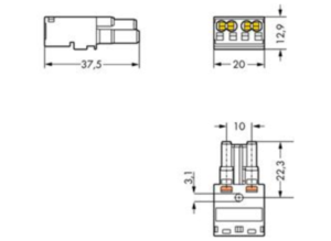 Гнездо WAGO 770-242/060-000, 2 pin, 0.5мм²-4.0мм², 250В, 25А, (1 шт)