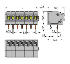 Клемма печатной платы WAGO 805-323, 23 pin, 0.2мм²-1.5мм², 320В, 17.5А, CS: 3.5мм, (1 шт)