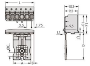 Внутренний разъём WAGO 2091-1106/000-1000, 6 pin, 0.2мм²-1.5мм², 160В, 10А, CS: 3.5мм, (1 шт)