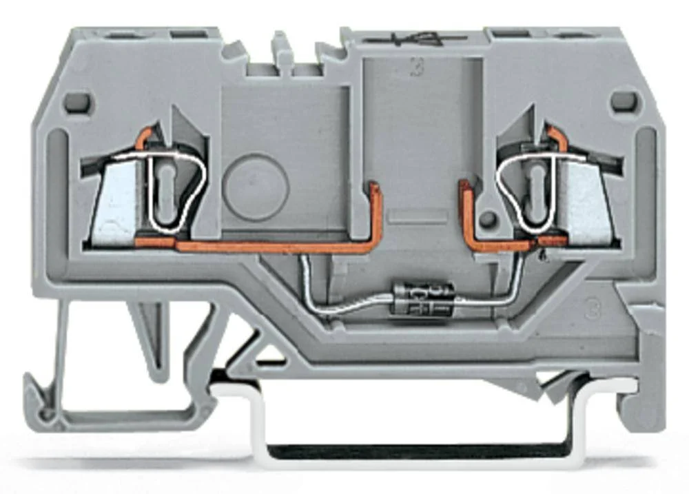 Диодная клемма WAGO 279-915/281-411, 2 pin, 0.08мм² - 1.50мм², 250В, 500мА, конф: L, (100 шт)