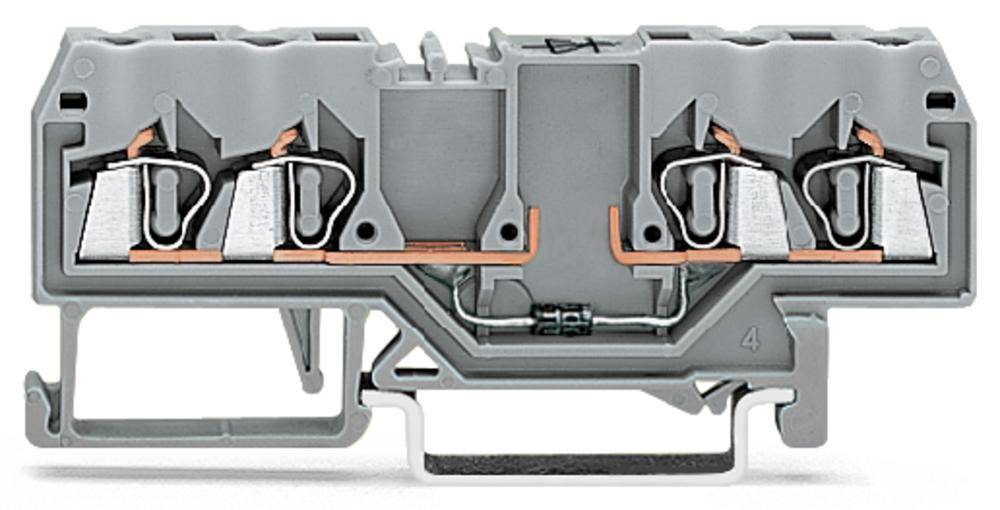 Диодная клемма WAGO 280-815/281-410, 4 pin, 0.08мм² - 2.50мм², 250В, 500мА, конф: L, (100 шт)