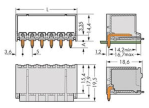 Контактный разъем WAGO 2092-1423/200-000, 3 pin, 320В, 16А, CS: 5мм, (1 шт)