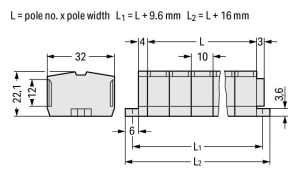 Клеммная колодка WAGO 264-236, 6 pin, 0.08мм²-2.5мм², 690В, 23А, CS: 10мм, (1 шт)