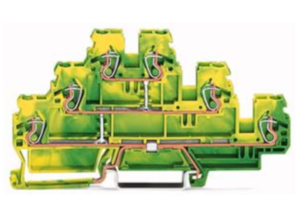 Трехуровневая клеммная колодка WAGO 870-557, 1 pin, 0.08мм²-2.5мм², 500В, 24А, (1 шт)