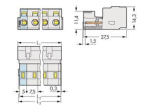 Контактный разъем WAGO 723-605, 5 pin, 630В, 12А, CS: 7.5мм, (1 шт)