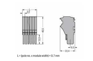 Внутренний разъём WAGO 2020-104, 4 pin, 0.5мм²-1.5мм², 500В, 13.5А, CS: 3.5мм, (1 шт)